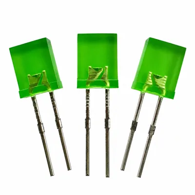 2×5×7mm Green Diffused Rectangular DIP LED Diode 120° Wide Angle Through Hole Indicator