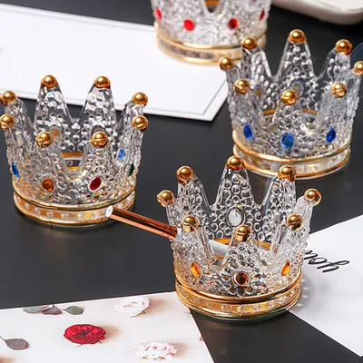 Wholesale Glass Crown Ashtray Container Creative Crystal Ashtray