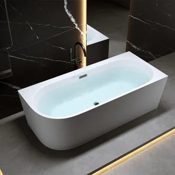 Bathroom Back Wall White Acrylic Bathtub Freestanding Soaking Bathtub