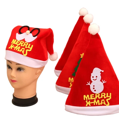 Festive Hat Christmas Party Cap 12PCS OPP Bags Per Pack Non-Woven Cloth Santa Hat Christmas Caps