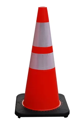 28" Orange PVC Traffic Cone with Reflective Collar