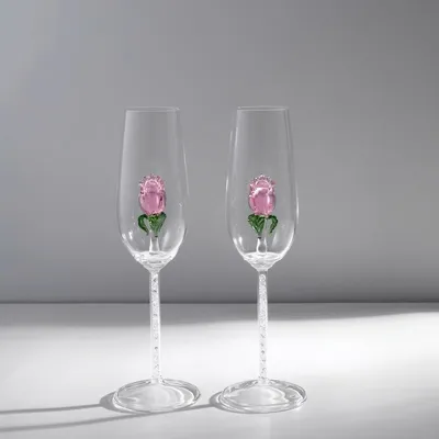 Japanese Creative Handmade Wedding Gift Lily of The Valley Cup High Borosilicate Glass Goblet Tea Cup