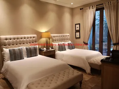 Custom-Made Luxury Modern Wooden Hotel Furniture for Bedroom Set with Double Bed