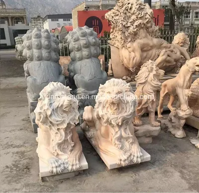 Stone Lion Sculpture Animals Statue for Outdoor Decorative
