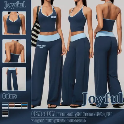 Women S Sportswear Color Blocking Top+Baggy Sweatpants Activewear Gym Set