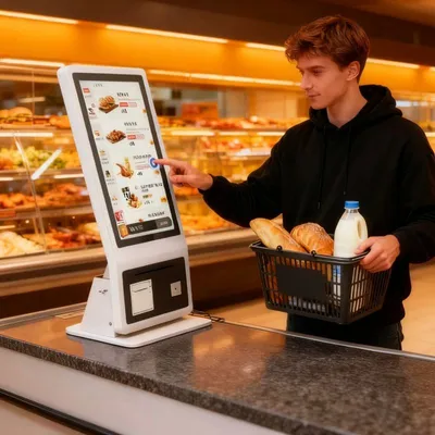 Restaurant Desktop Self Order Kiosk All in One Touch Screen Payment Kiosk