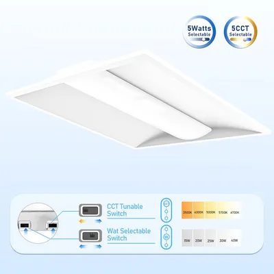 USA Stock 5000K SMD2835 ETL Dlc UL 2X4 Lights 2X2 Light Center Basket Panel Fixture Recessed Mount LED Troffer