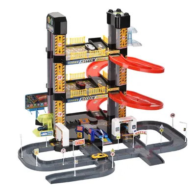 3 Floors City Parking Lot Building Toys with 2 Random Cars