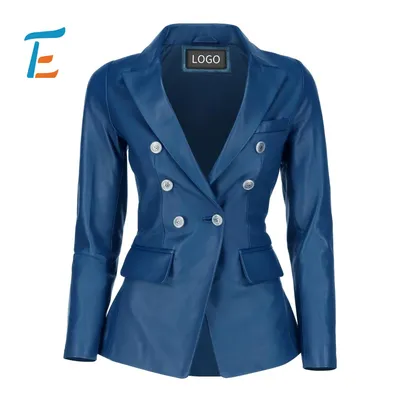 Womens Premium Genuine Leather Jacket Classic Lapel V Neck Fitted Fashion Outwear