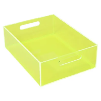 Neon Green Kitchen Pantry Organizer Acrylic Storage Container Box with Handles