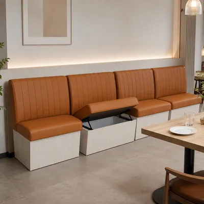 Commercial Restaurant Cafe Sofa Booth Seating with Storage Function Modern Wooden Dining Restaurant Furniture
