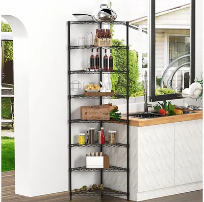 Light Luxury Corner Wall Rack Nordic Triangle Corner Wire Shelf for Kitchen Integrated Storage