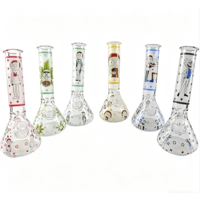 Ric K and Mor-Ty Glass Beaker Water Pipe Glass Smoking Pipes