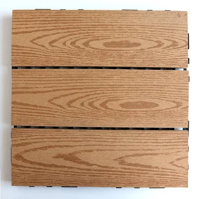 Interlock Outdoor DIY Wood Grain Deep 3D Embossing Wood Plastic Composite WPC Deck Tiles