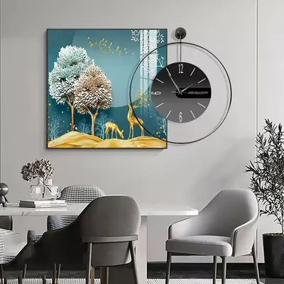 Hot Sales Clock Aluminium Frame Modern Customized Decorative Art Painting Wall Clock