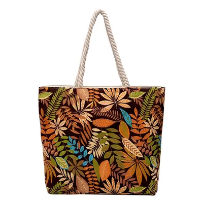 Wholesale Custom Fashion Large Capacity Student Book Bag Retro Boho Plants Aesthetic Canvas Tote Beach Bag for Women