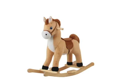Wholesale Toddler Rocking Chair Trojan Rocking Horse Plush Dolls Wooden Riding Rocking Horse Plush Toys