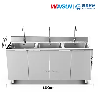 Cssd Medical Washing Sink Three Station Surgical Instrument Stainless Steel Hospital Use