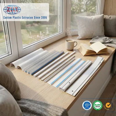 Custom Plastic Extrusion Profile PVC/ABS/PP/PE for Ceiling Curtain Rail and Roller Guide System