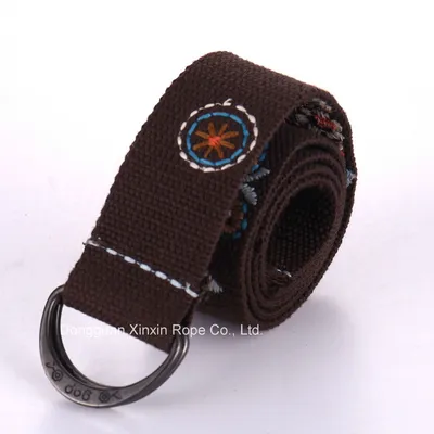 Retro Adjustable Double-Ring Buckle Weaving Jacquard Belt for Gift