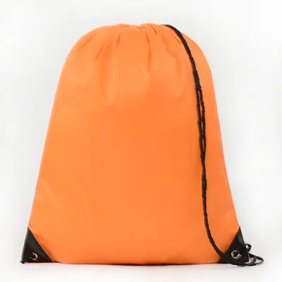 OEM Customized Logo Printed Polyester Blue Drawstring Student Gym Backpack Bags