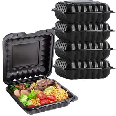 7.5*7.5 White Disposable Clamshell Mfpp Hinged Take out Food Box 1 Compartment Togo Food Containers for Burger Restaurant Take Away