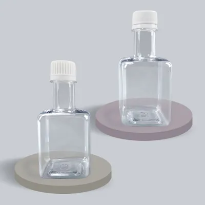 Custom Clear 200ml Square Long Neck Design Screw Cap Beverage Fruit Juice Milk Plastic Bottle Packaging