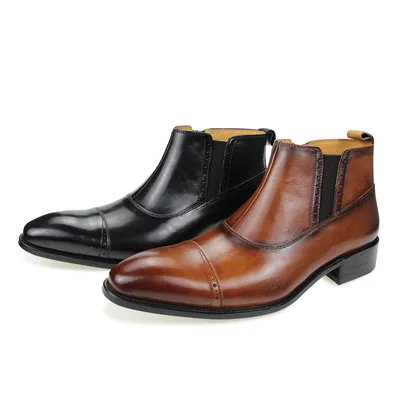 Men Luxury Zip Boot Vintage Fashion Business Handmade Genuine Leather Male Boots