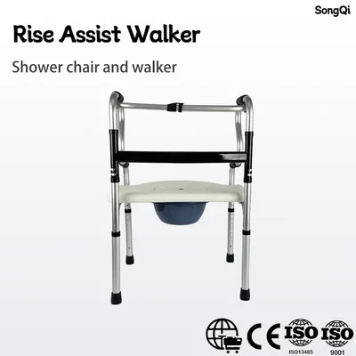 Aluminum Foldable Height Adjustable Walkers Aids Rollators for Old People