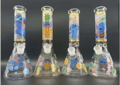 Cartoon Pattern Glass Hookah Factory Wholesale Beaker Glass Water Pipe