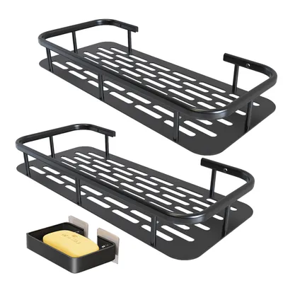 Bathroom Shelf Storage Wall-Mounted Space Rack Aluminum Alloy Shower Caddy Shelves for Bathroom