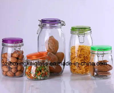 Transparent Airtight Glass Bottle with Colored Lid