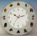 Glass Wall Clock 1079 with Dogs Picture
