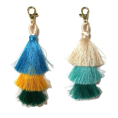 Polyester Thread Tassel Decorative Three Layer Multiple Color Tassel Keychain Silk Tassel Lace