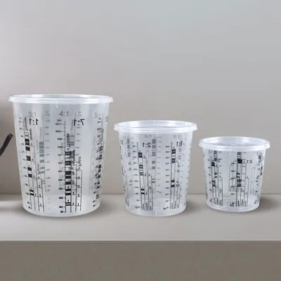 Custom Plastic 385ml 680ml 1370ml Container Round Bucket Good Sealing Cap Liquid Chemical Fluid Paint Maxing Cup