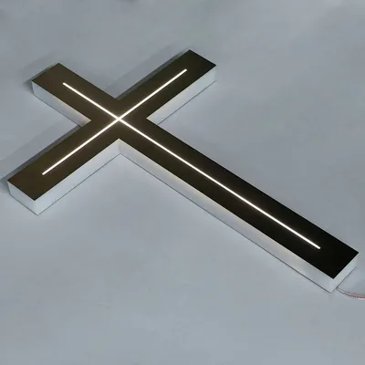 Frontlit Stainless Steel Cross Sign for Outdoor