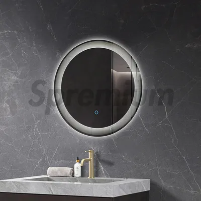 Smart Backlit Round LED Bathroom Waterproof Frameless Sandblasted Mirror