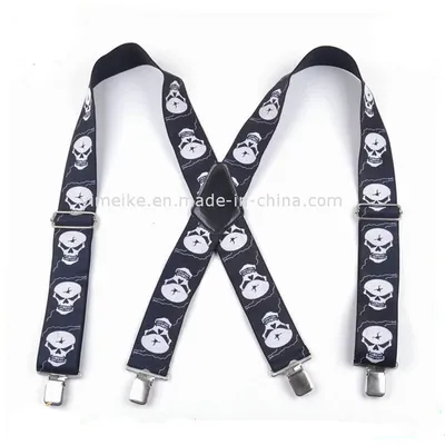 Customized Skull Printed Design 4 Clips X Suspender 5cm