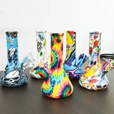 Colorful Tie-Dye/Graffiti Silicone Water Pipe Mini Breaker Pipe Hookah