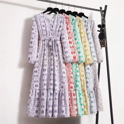 High-Quality Women's Printed Chiffon Long Dress