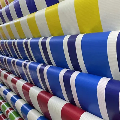 Wenge Waterproof Outdoor Blackout Awning Fabric Color PVC Striped Tarpaulins