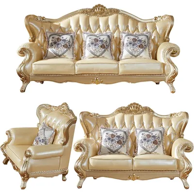 Home Furniture Factory Wholesale Wood Leather Sofa in Optional Couch Seat and Furnitures Color