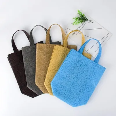 New Reusable Non Woven Shopping Bag Solid Color Foldable Grocery Convenient Tote Eco-Friendly Storage Handbag