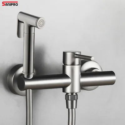 Sanipro Wall Hung Hot and Cold Mixer Water Pressure Control Handheld Bidet Sprayer Shattaf Toilet Bathroom Shower Spray Set