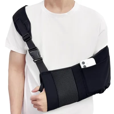 Breathable Arm Sling with Storage Pocket, Medical Shoulder Immobilizer for Fracture, Dislocation, Tennis Elbow, Reversible for Left or Right Arm, Adjustable Fit