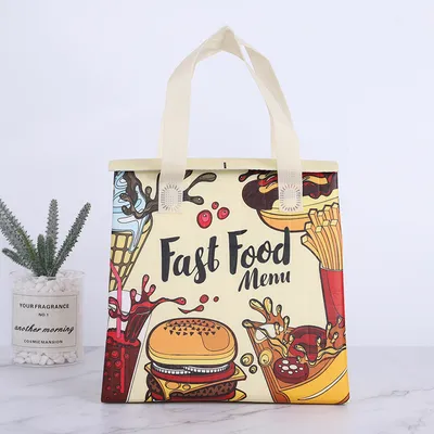 Custom Disposable Tote Non Woven Box Cooler Shopping Bag Packaging Bag for Food
