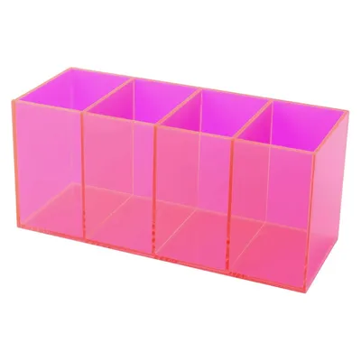 Makeup Brush Storage Organizer Neon Pink Acrylic Pencil Pen Holder