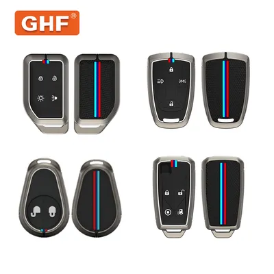 Upgraded Car Key Case Zinc Alloy+Silicone Remote Key Shell Fob Cover with Keychain Accessories Fit for Volvo