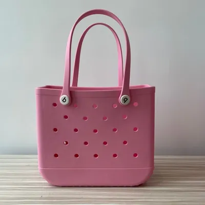 EVA Printed Basket Beach Bag Ladies Handbag Full Color Print Purse Bag Full Color Hole Tote Bag