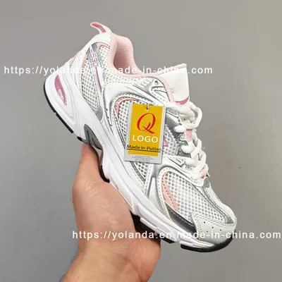 Vintage Silver Pink Mesh Athletic Sneakers Shock Absorbing Thick Sole Men Sports Footwear